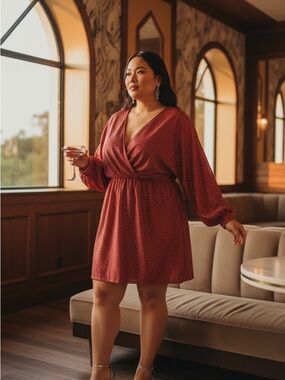BloomChic Shimmery Red Wrap Dress